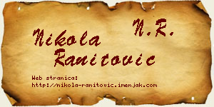 Nikola Ranitović vizit kartica